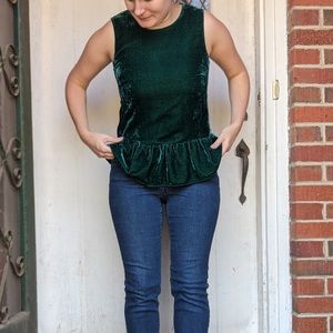 J. CREW Emerald Velvet Peplum